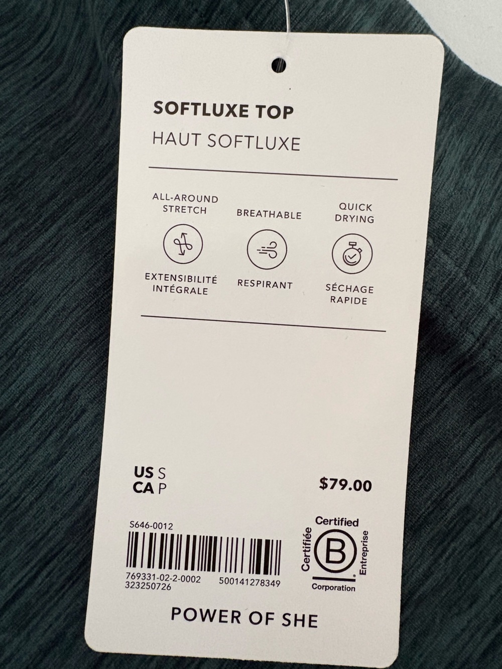 Athleta Softluxe Top Sz S Heathered Green NWT - Picture 5 of 13